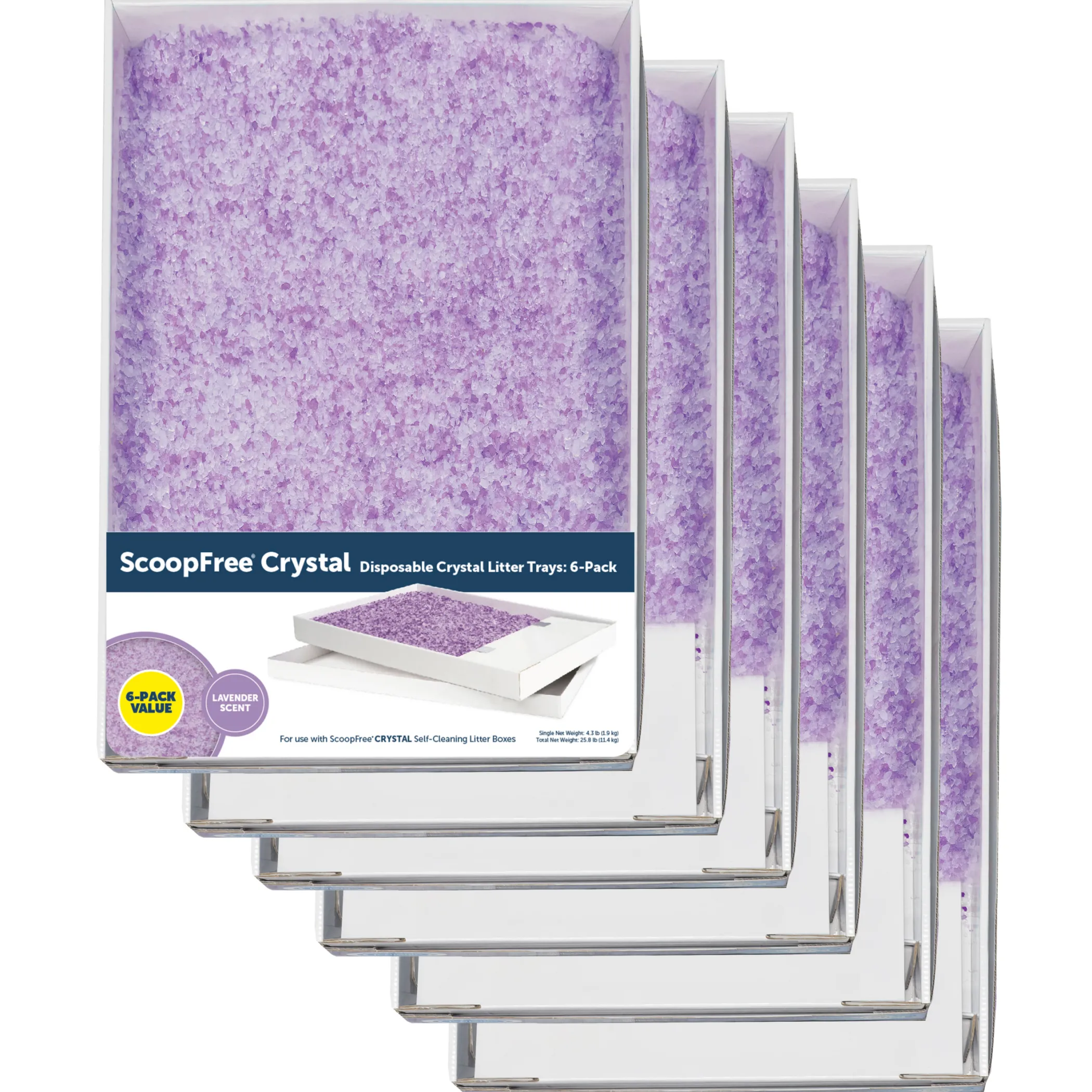 PetSafe Litter Boxes & Litter|Litter-ScoopFree® Complete Disposable Crystal Litter Tray, Lavender, 6-Pack
