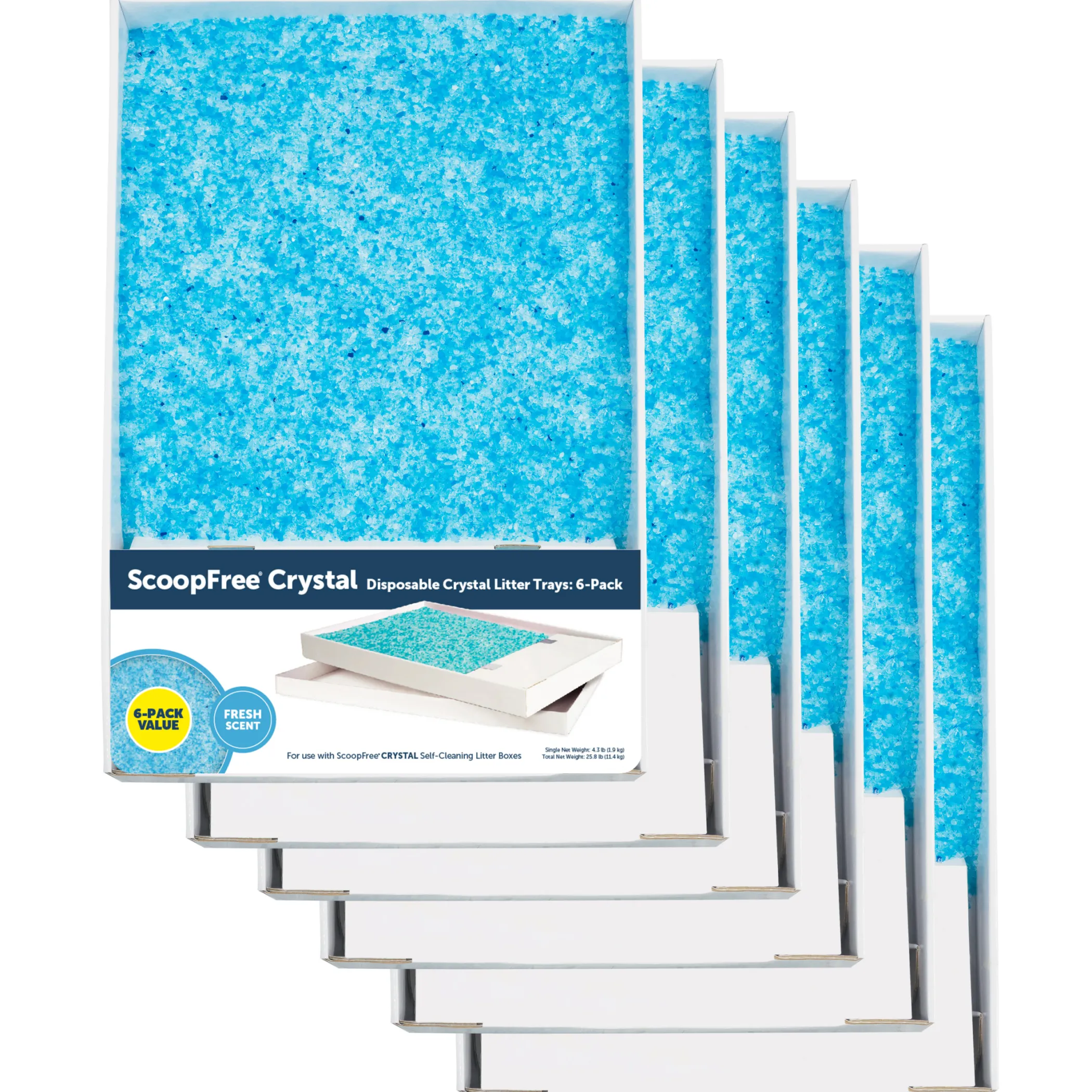 PetSafe Litter Boxes & Litter|Parts & Accessories-ScoopFree® Crystal Disposable Litter Tray, Fresh Scent, 6-Pack
